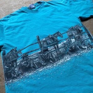 Vintage Western Marlboro Style Cowboy Nature T Shirt Mens Large 90s